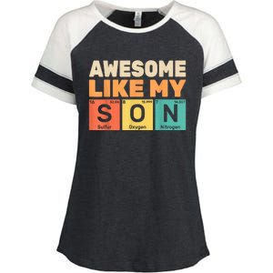 Awesome Like My Son Periodic Table Fathers Day Chemistry Enza Ladies Jersey Colorblock Tee