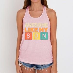 Awesome Like My Son Periodic Table Fathers Day Chemistry Women's Knotted Racerback Tank