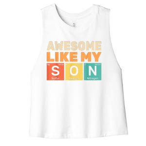 Awesome Like My Son Periodic Table Fathers Day Chemistry Women's Racerback Cropped Tank