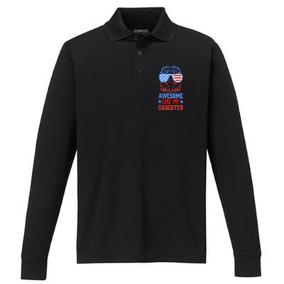 Awesome Like My Daughter Funny Father's Day & 4th Of July Performance Long Sleeve Polo