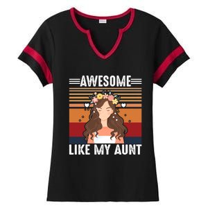 Awesome Like My Aunt Auntie Niece Retro Aunt Gift Ladies Halftime Notch Neck Tee