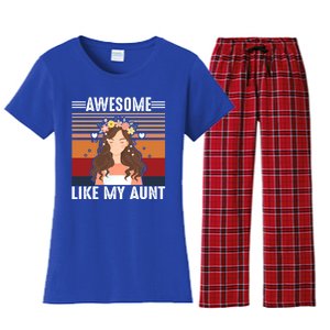 Awesome Like My Aunt Auntie Niece Retro Aunt Gift Women's Flannel Pajama Set