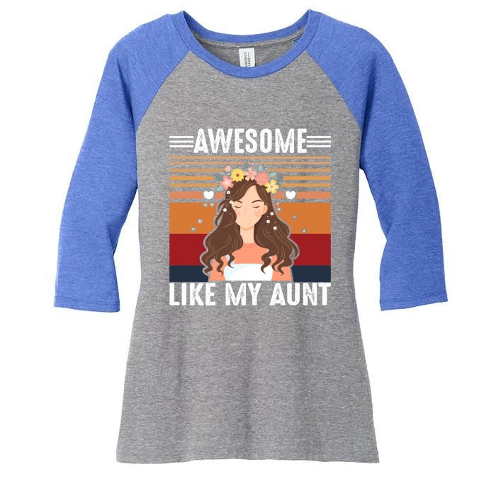 Awesome Like My Aunt Auntie Niece Retro Aunt Gift Women's Tri-Blend 3/4-Sleeve Raglan Shirt