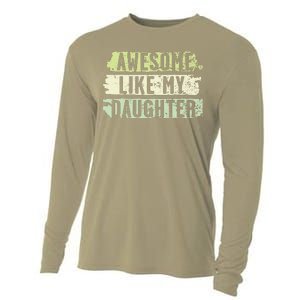 Awesome Like My Daughter Retro Man Dad Funny Fathers Cooling Performance Long Sleeve Crew