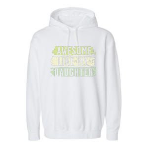 Awesome Like My Daughter Retro Man Dad Funny Fathers Garment-Dyed Fleece Hoodie