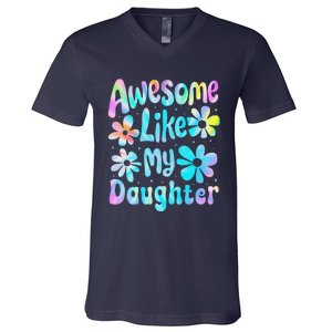 Awesome Like My Daughter Mommy Groovy Graphic MotherS Day V-Neck T-Shirt