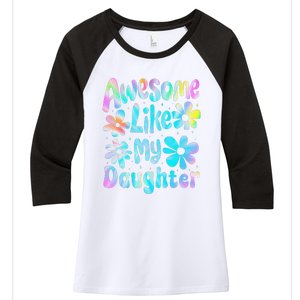 Awesome Like My Daughter Mommy Groovy Graphic MotherS Day Women's Tri-Blend 3/4-Sleeve Raglan Shirt