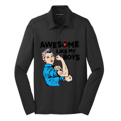 Awesome Like My Funny Mom Gift For Cool Mother Gift Silk Touch Performance Long Sleeve Polo