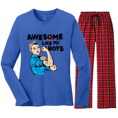 Awesome Like My Funny Mom Gift For Cool Mother Gift Women's Long Sleeve Flannel Pajama Set 