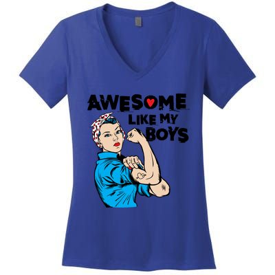 Awesome Like My Funny Mom Gift For Cool Mother Gift Women's V-Neck T-Shirt