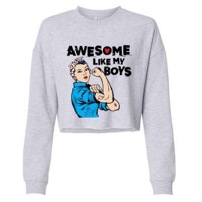 Awesome Like My Funny Mom Gift For Cool Mother Gift Cropped Pullover Crew