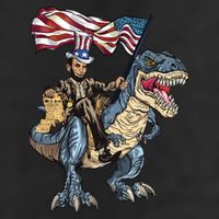 Abe Lincoln Murica T Rex Funny 4th Of July Usa Flag 7 Panel Mesh Trucker Snapback Hat