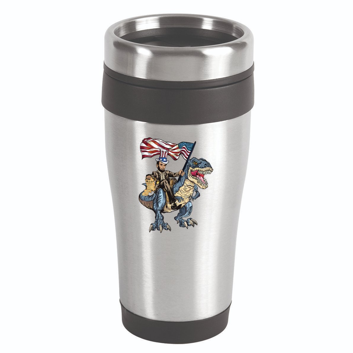 Abe Lincoln Murica T Rex Funny 4th Of July Usa Flag 16oz Travel Tumbler