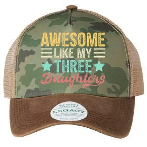 Awesome Like My Three Daughters Funny FatherS Day Legacy Tie Dye Trucker Hat