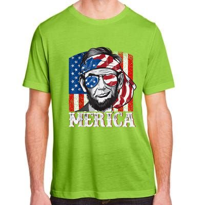 Abraham Lincoln Merica 4th Of July Shirt Men American Flag Adult ChromaSoft Performance T-Shirt