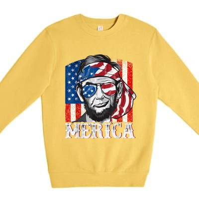 Abraham Lincoln Merica 4th Of July Shirt Men American Flag Premium Crewneck Sweatshirt