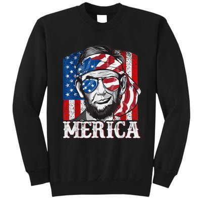 Abraham Lincoln Merica 4th Of July Shirt Men American Flag Sweatshirt