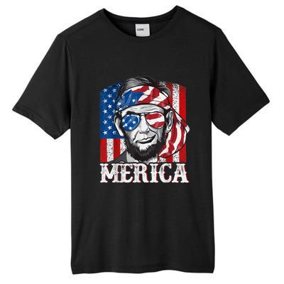 Abraham Lincoln Merica 4th Of July Shirt Men American Flag Tall Fusion ChromaSoft Performance T-Shirt