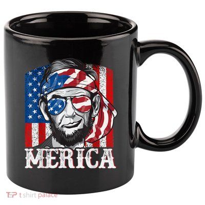 Abraham Lincoln Merica 4th Of July Shirt Men American Flag 11oz C Handle Ceramic Mug