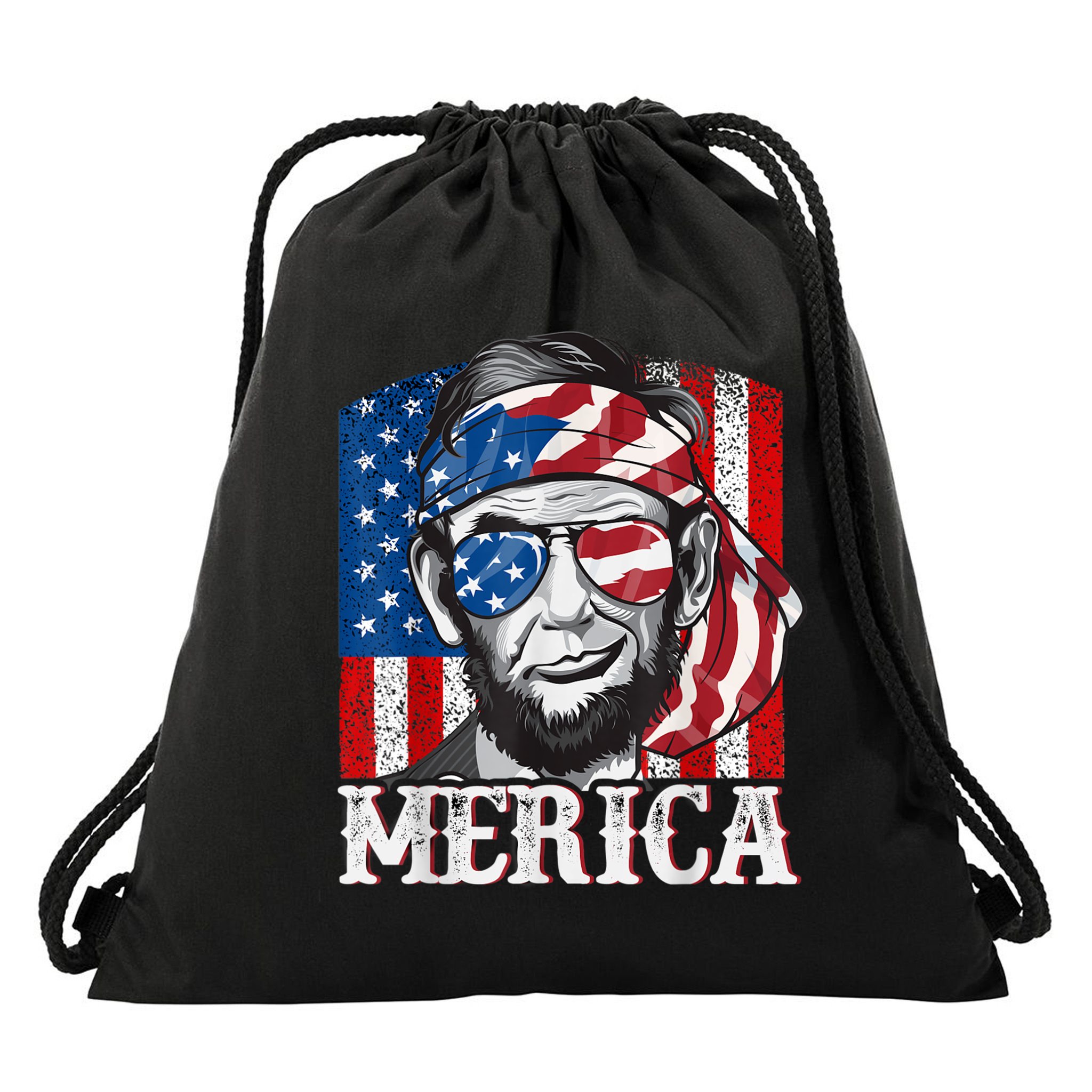 Abraham Lincoln Merica 4th Of July Shirt Men American Flag Drawstring Bag