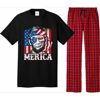 Abraham Lincoln Merica 4th Of July Shirt Men American Flag Pajama Set