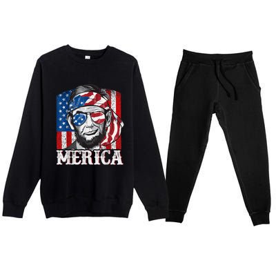 Abraham Lincoln Merica 4th Of July Shirt Men American Flag Premium Crewneck Sweatsuit Set