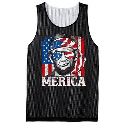 Abraham Lincoln Merica 4th Of July Shirt Men American Flag Mesh Reversible Basketball Jersey Tank