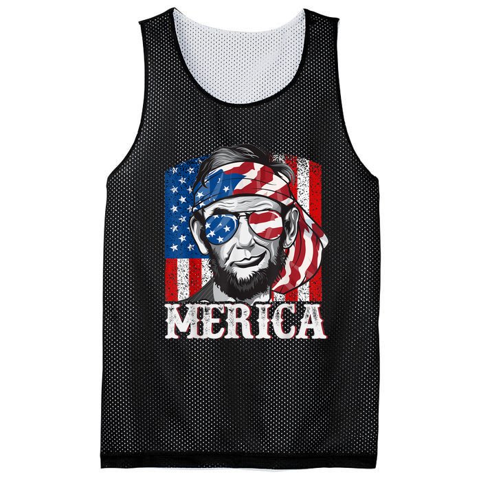 Abraham Lincoln Merica 4th Of July Shirt Men American Flag Mesh Reversible Basketball Jersey Tank