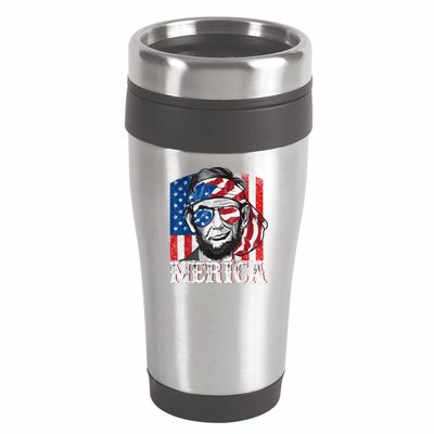 Abraham Lincoln Merica 4th Of July Shirt Men American Flag 16oz Travel Tumbler
