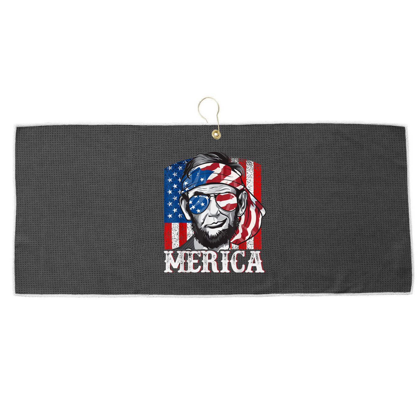 Abraham Lincoln Merica 4th Of July Shirt Men American Flag Large Microfiber Waffle Golf Towel