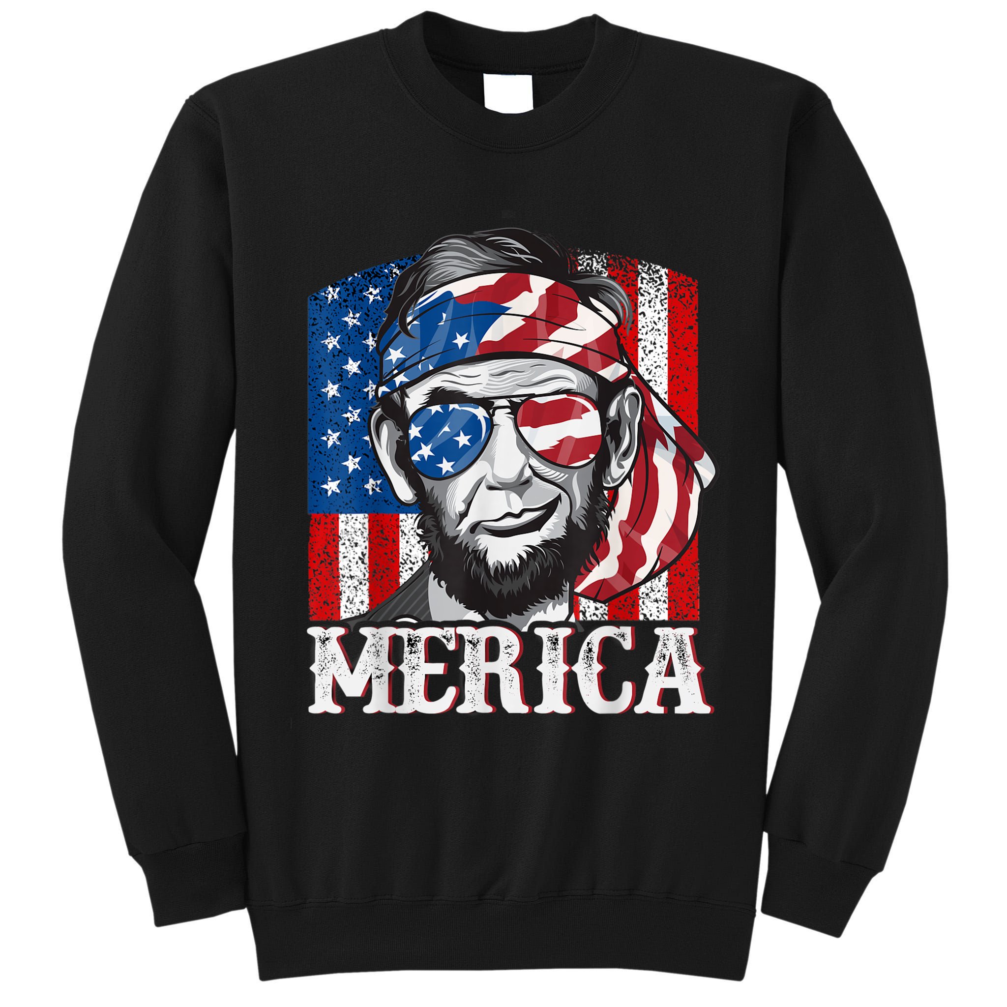 Abraham Lincoln Merica 4th Of July Shirt Men American Flag Tall Sweatshirt