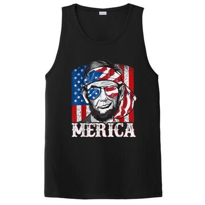 Abraham Lincoln Merica 4th Of July Shirt Men American Flag PosiCharge Competitor Tank