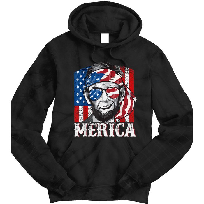 Abraham Lincoln Merica 4th Of July Shirt Men American Flag Tie Dye Hoodie