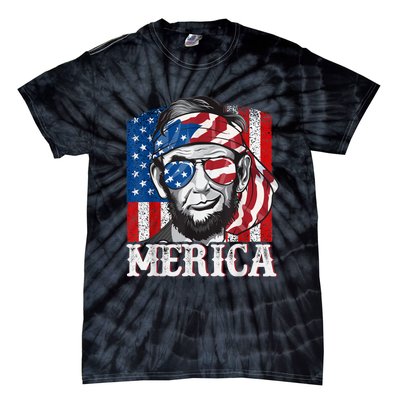 Abraham Lincoln Merica 4th Of July Shirt Men American Flag Tie-Dye T-Shirt