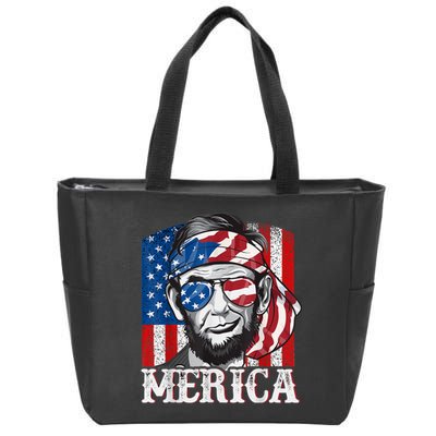 Abraham Lincoln Merica 4th Of July Shirt Men American Flag Zip Tote Bag