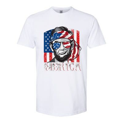 Abraham Lincoln Merica 4th Of July Shirt Men American Flag Softstyle CVC T-Shirt