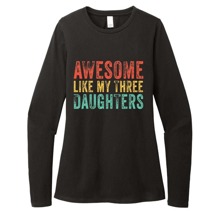 Awesome Like My Three Daughters Mom Dad Father's Day Vintage Womens CVC Long Sleeve Shirt