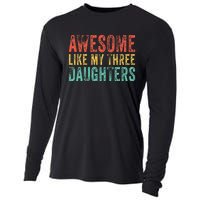 Awesome Like My Three Daughters Mom Dad Father's Day Vintage Cooling Performance Long Sleeve Crew