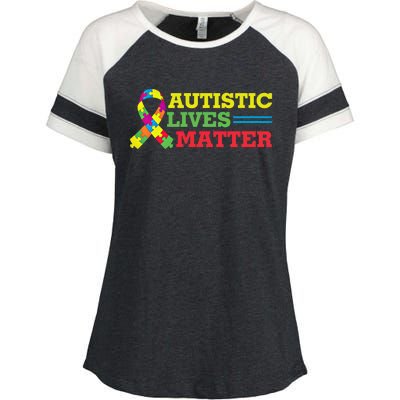 Autistic Lives Matter Autism Awareness Meaningful Gift Enza Ladies Jersey Colorblock Tee