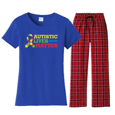 Autistic Lives Matter Autism Awareness Meaningful Gift Women's Flannel Pajama Set