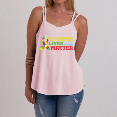 Autistic Lives Matter Autism Awareness Meaningful Gift Women's Strappy Tank