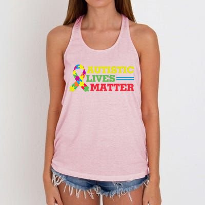 Autistic Lives Matter Autism Awareness Meaningful Gift Women's Knotted Racerback Tank