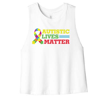 Autistic Lives Matter Autism Awareness Meaningful Gift Women's Racerback Cropped Tank