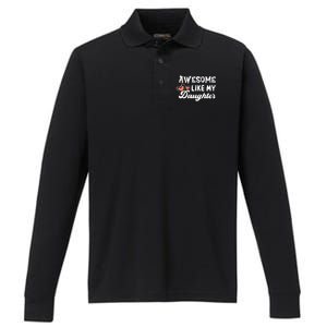 Awesome Like My Daughter Fathers Day Performance Long Sleeve Polo