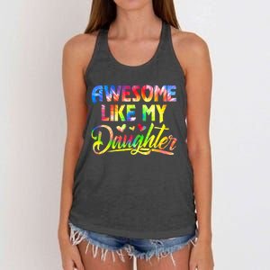 Awesome Like My Daughter Funny Gift Fathers Day Dad Tie Dye Women's Knotted Racerback Tank