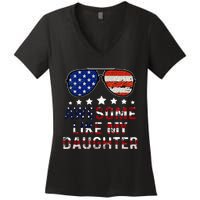 Awesome Like My Daughter Funny Father's Day & 4th Of July Women's V-Neck T-Shirt