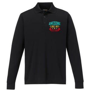 Awesome Like My Daughter Man Dad Funny Fathers Day Performance Long Sleeve Polo