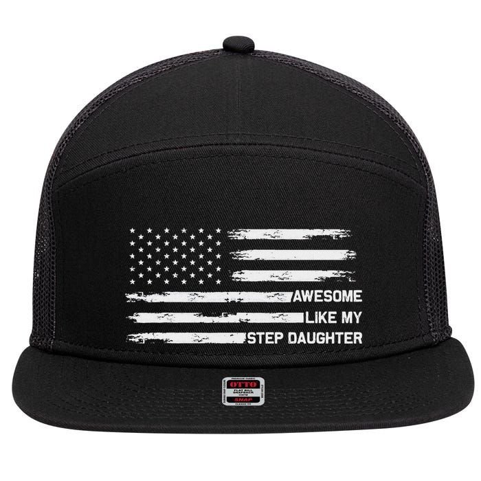 Awesome Like My Step Daughter Fathers Day Dad Joke 7 Panel Mesh Trucker Snapback Hat