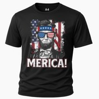 Abraham Lincoln Merica USA American Flag 4th of July Cooling Performance Crew T-Shirt