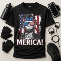 Abraham Lincoln Merica USA American Flag 4th of July Cooling Performance Crew T-Shirt